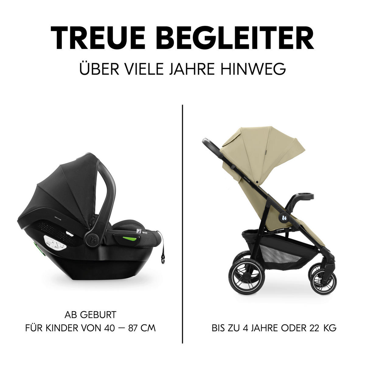 KINDERWAGENSET  Shop N Care Travel Set  Olive  - Schwarz/Olivgrün, Basics, Kunststoff/Textil (52/110/91cm) - Hauck