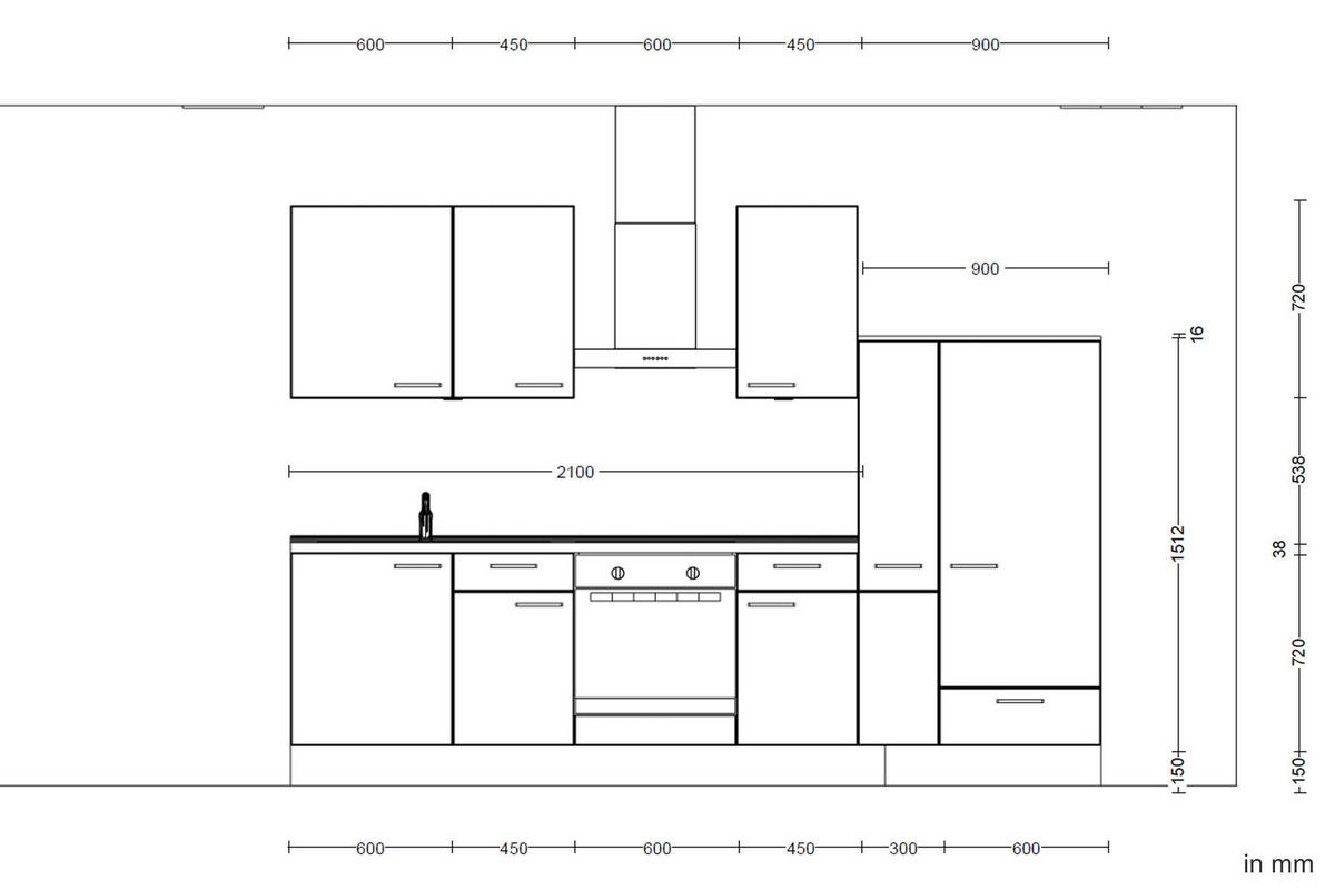 KÜCHENLEERBLOCK 300 cm   in Schieferfarben, Hellgrau  - Schieferfarben/Edelstahlfarben, MODERN, Holzwerkstoff/Metall (300cm) - Nobilia