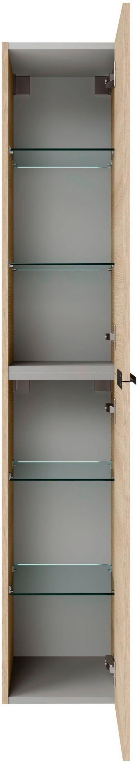 HOCHSCHRANK 30/162/31,8 cm  - Eichefarben/Schwarz, MODERN, Glas/Holzwerkstoff (30/162/31,8cm) - Voleo