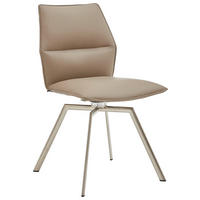 STUHL  in Stahl Echtleder pigmentiert  - Edelstahlfarben/Fango, Design, Leder/Metall (47/86/54cm) - Venjakob