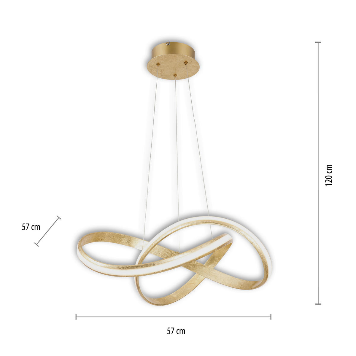 LED-HÄNGELEUCHTE Melinda 57 cm   - Goldfarben, Design, Kunststoff/Metall (57cm) - Paul Neuhaus