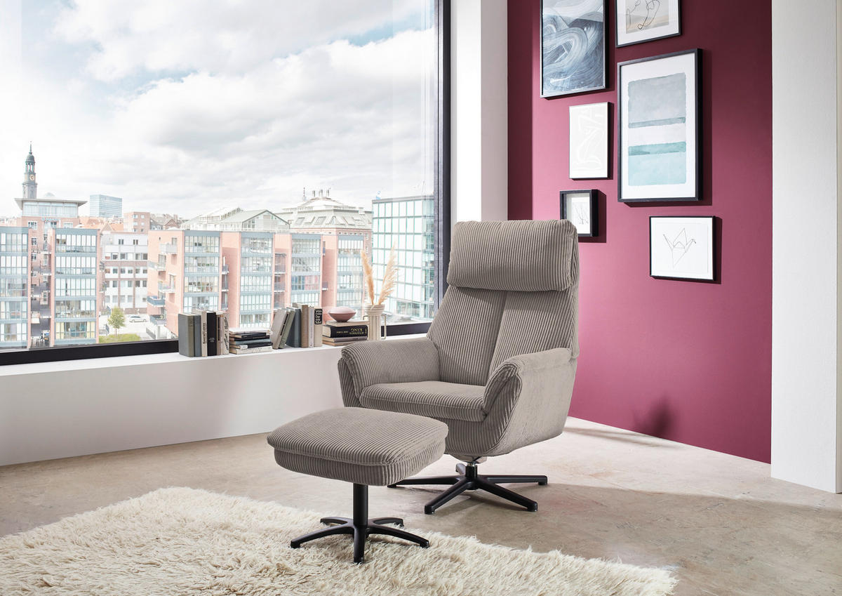 RELAXSESSEL in Textil Hellbraun  - Hellbraun/Schwarz, Design, Textil/Metall (79/108/89cm) - Beldomo Style