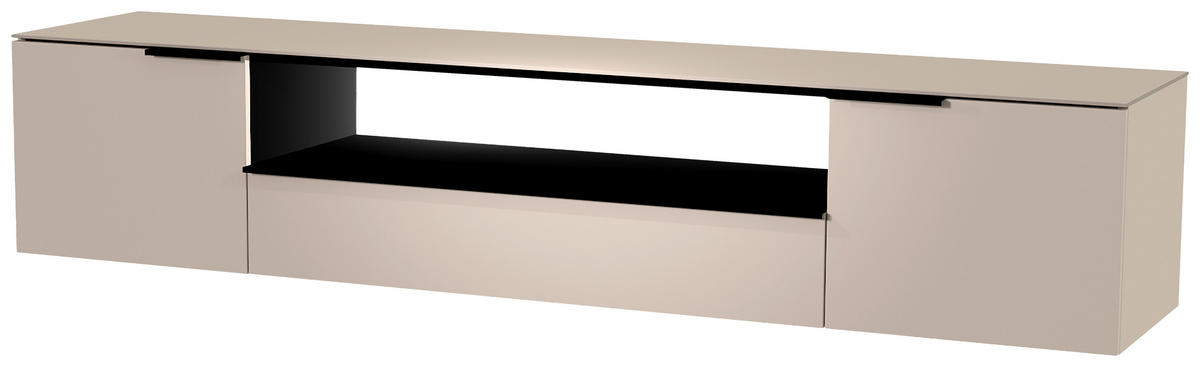 LOWBOARD  in 210/41/45 cm  - Sandfarben/Schwarz, Design, Glas/Holzwerkstoff (210/41/45cm) - Moderano