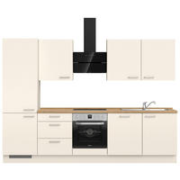 KÜCHENBLOCK 300 cm   in Eichefarben, Magnolie  - Edelstahlfarben/Eichefarben, MODERN, Holzwerkstoff/Metall (300cm) - Nobilia
