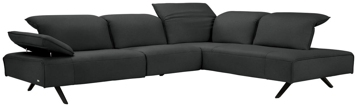ECKSOFA Echtleder Anthrazit  - Anthrazit, Design, Leder/Metall (290/230cm) - Johann Jakob