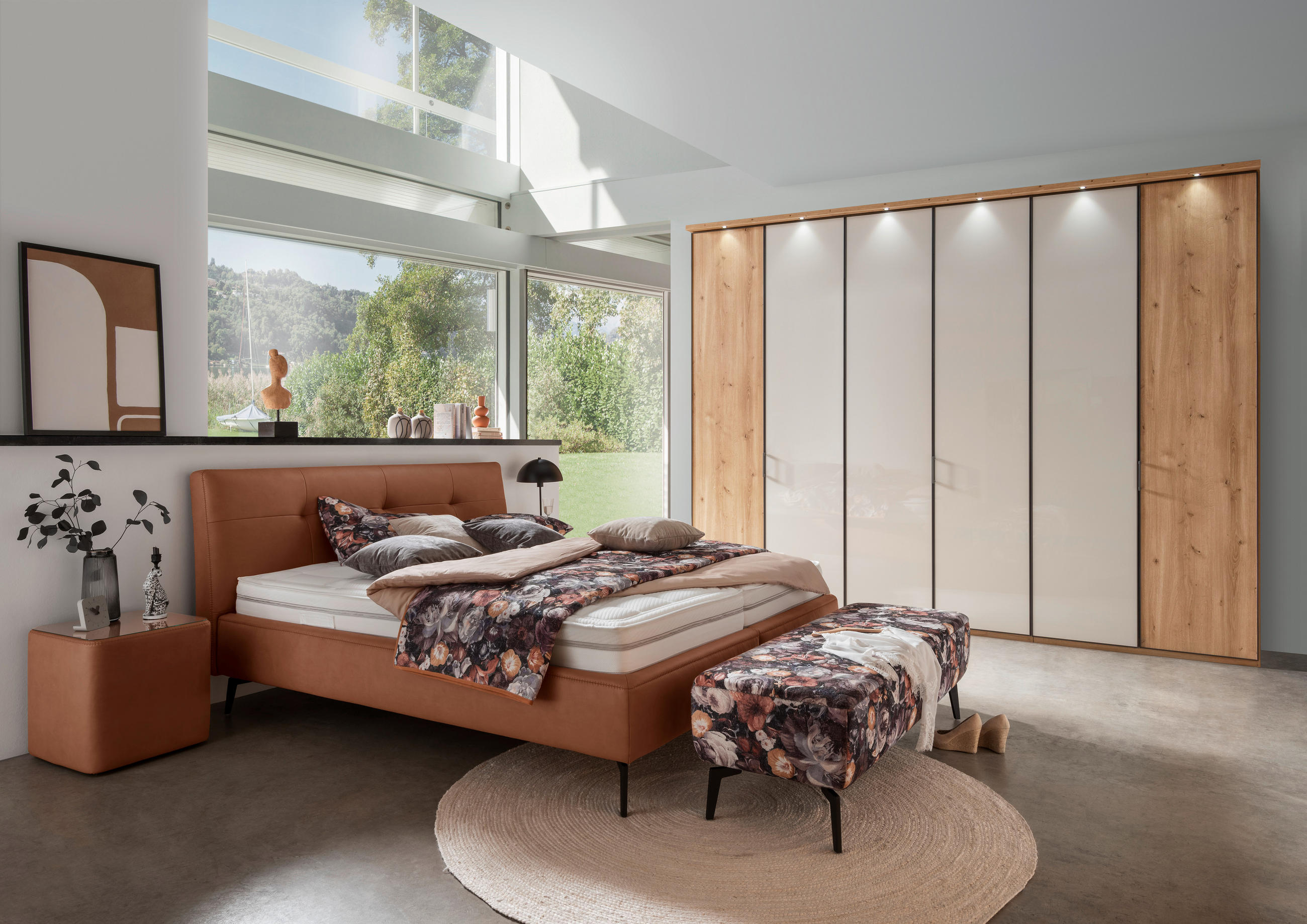 POLSTERBETT gepolstertes Kopfteil, Lattenroste, Matratzen Braun, Cognac 180/200 cm  - Cognac/Creme, MODERN, Holz/Holzwerkstoff (180/200cm) - Beldomo - Sleep