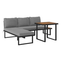 DINING-LOUNGESET Akazie vollmassiv Stahl  - Schwarz/Naturfarben, MODERN, Holz/Metall (152/58/67cm) - Ambia Garden