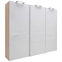 SCHWEBETÜRENSCHRANK  in Sonoma Eiche  - Chromfarben/Sonoma Eiche, Design, Glas/Holzwerkstoff (280/240/68cm) - Moderano