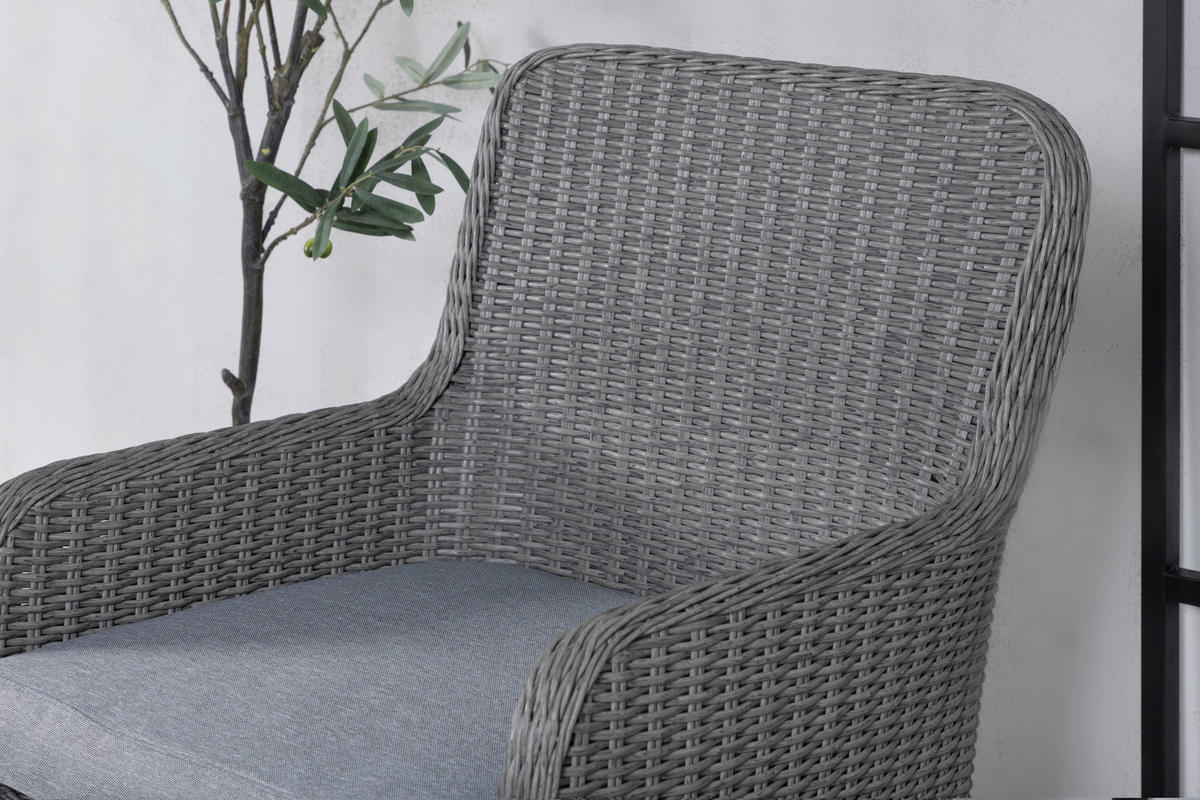 GARTENSTUHL-SET Stahl Grau  - Grau, KONVENTIONELL, Kunststoff/Textil (62/94,5/65cm) - Gardenson