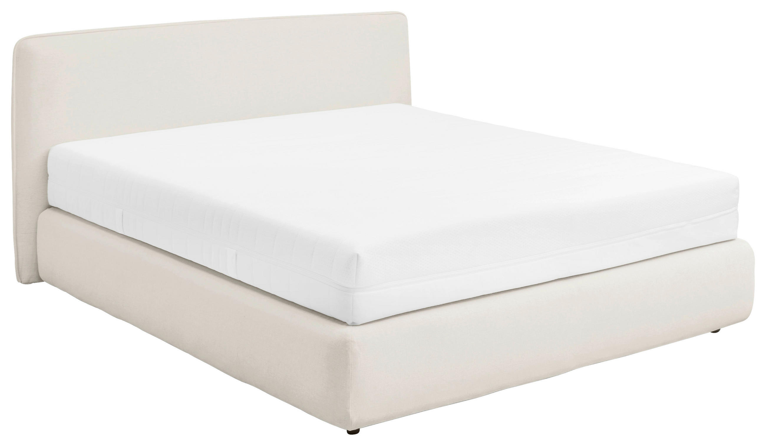 BOXSPRINGBETT 180/200 cm,  in Creme, H2 + H3 = mittel + fest  - Creme/Schwarz, Design, Kunststoff/Textil (180/200cm) - RUF Betten