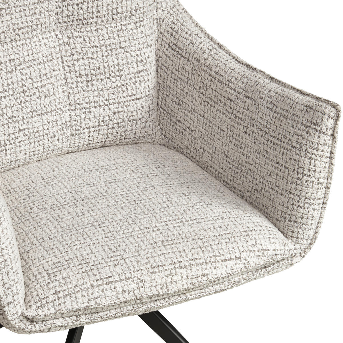 ARMLEHNSTUHL  in Eisen Webstoff  - Beige/Schwarz, MODERN, Textil/Metall (67/91/62cm) - MID.YOU