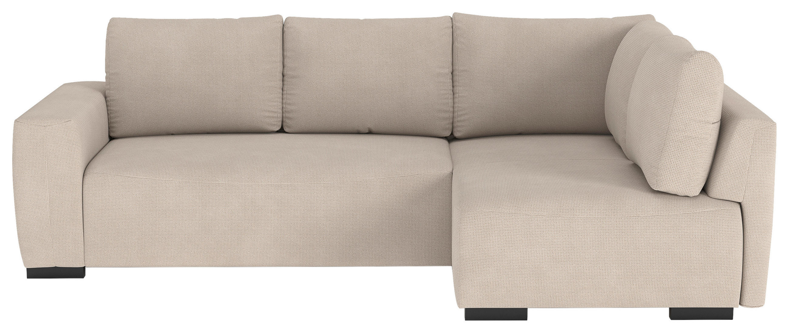 ECKSOFA GIRO Naturfarben Chenille Rückenkissen, Bettkasten  - Schwarz/Naturfarben, Trend, Kunststoff/Textil (252/170cm) - MID.YOU