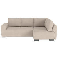 ECKSOFA GIRO Naturfarben Chenille Rückenkissen, Bettkasten  - Schwarz/Naturfarben, Trend, Kunststoff/Textil (252/170cm) - MID.YOU