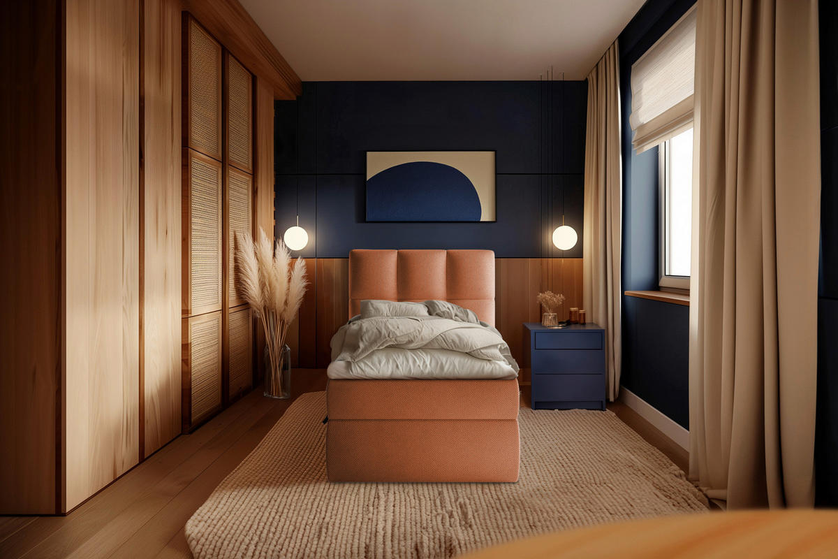 BOXBETT 90/200 cm  in Rostfarben  - Rostfarben/Schwarz, Modern, Holz/Holzwerkstoff (90/200cm) - MID.YOU