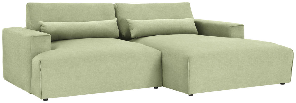 ECKSOFA Felicia in Struktur Hellgrün  267/187 cm  - Schwarz/Hellgrün, Design, Kunststoff/Textil (267/187cm) - Stylife