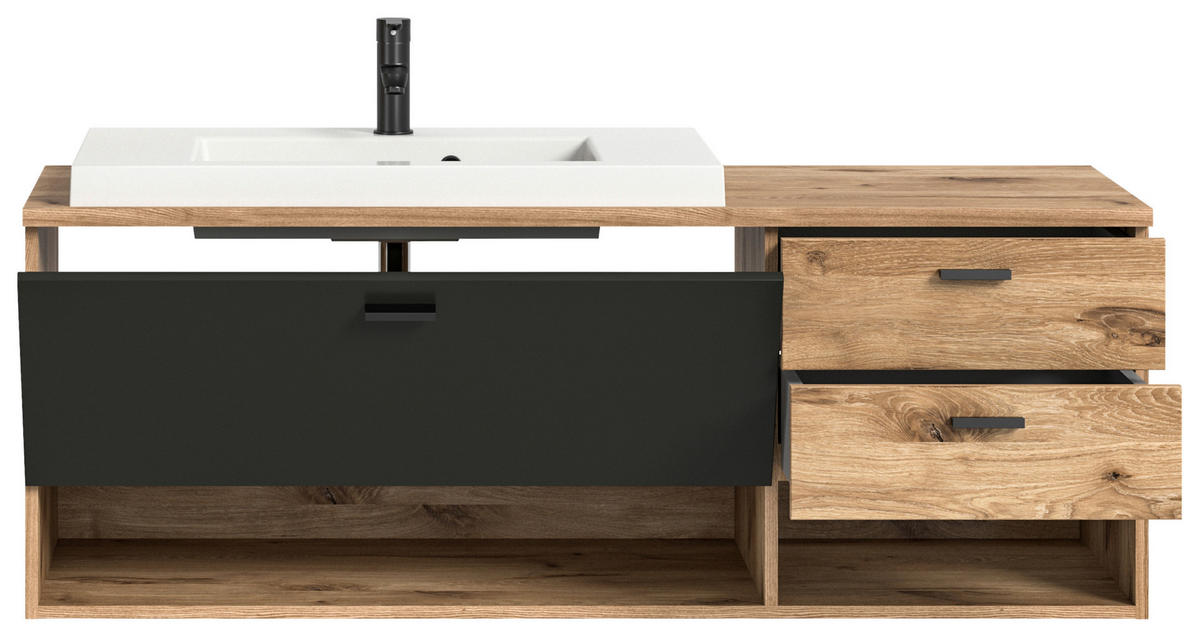UMIVAL. ENOTA Z UMIVALNIKOM  - siva/barve hrasta, Moderno, kovina/umetna masa (140cm) - MID.YOU
