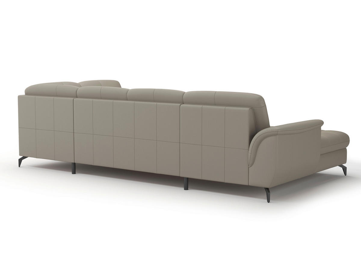WOHNLANDSCHAFT Grau Echtleder  - Schwarz/Grau, MODERN, Leder/Metall (164/319/212cm) - Sit & More