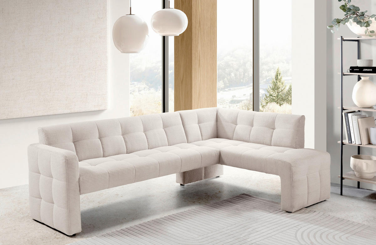 ECKBANK 245/157 cm  in Beige  - Beige/Schwarz, MODERN, Holz/Holzwerkstoff (245/157cm) - Livetastic