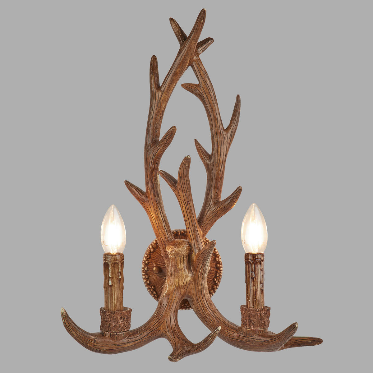 STENSKA SVETILKA  Stag 60 W///220-240 V/ - rjava, Trend, kovina/leseni material (36/46cm)