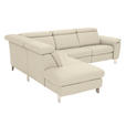 ECKSOFA in Echtleder Creme  - Creme/Alufarben, Design, Leder/Metall (242/271cm) - Cantus