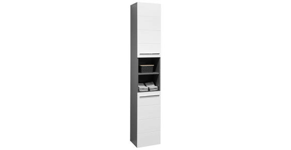 HOCHSCHRANK 34/190/31 cm  - Weiß Hochglanz/Anthrazit, Natur, Holzwerkstoff/Kunststoff (34/190/31cm) - Xora