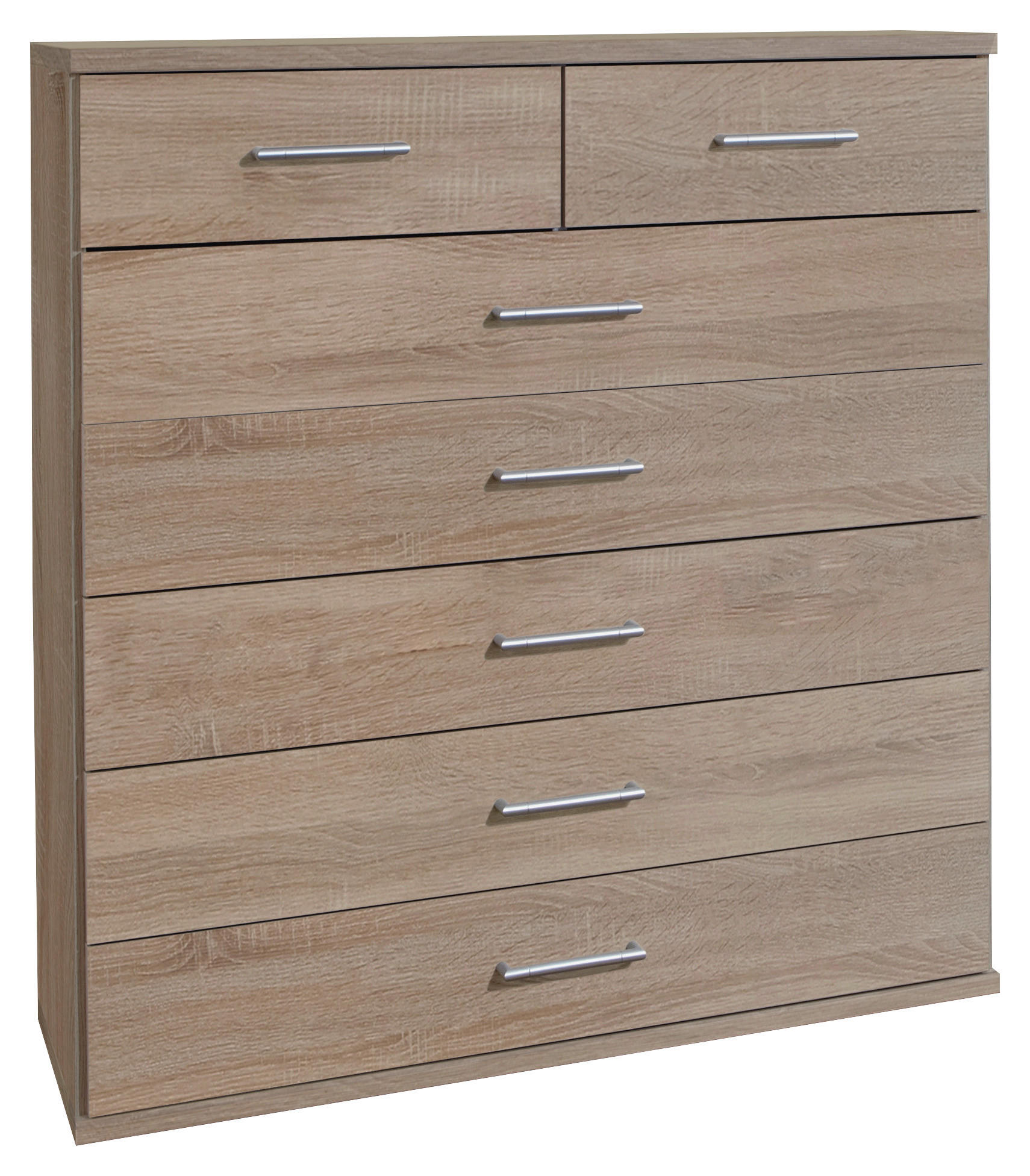 KOMMODE 91/106/40 cm  in Eichefarben  - Eichefarben/Alufarben, KONVENTIONELL, Holzwerkstoff/Kunststoff (91/106/40cm) - MID.YOU