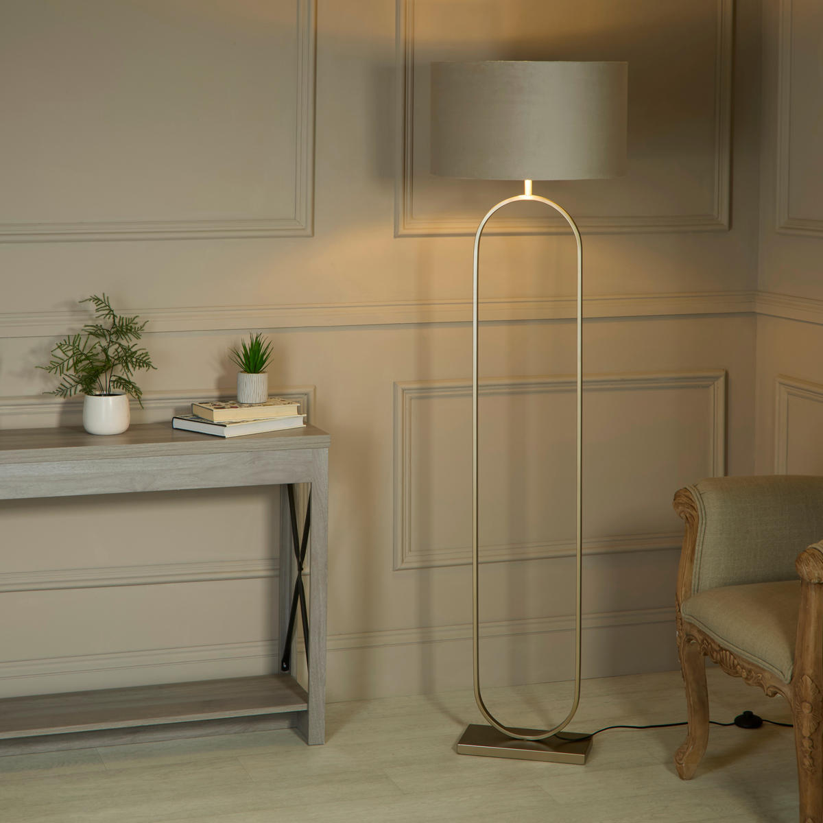 STEHLEUCHTE Modish 50/50/164 cm  - Beige/Schwarz, Design, Metall (50/50/164cm)