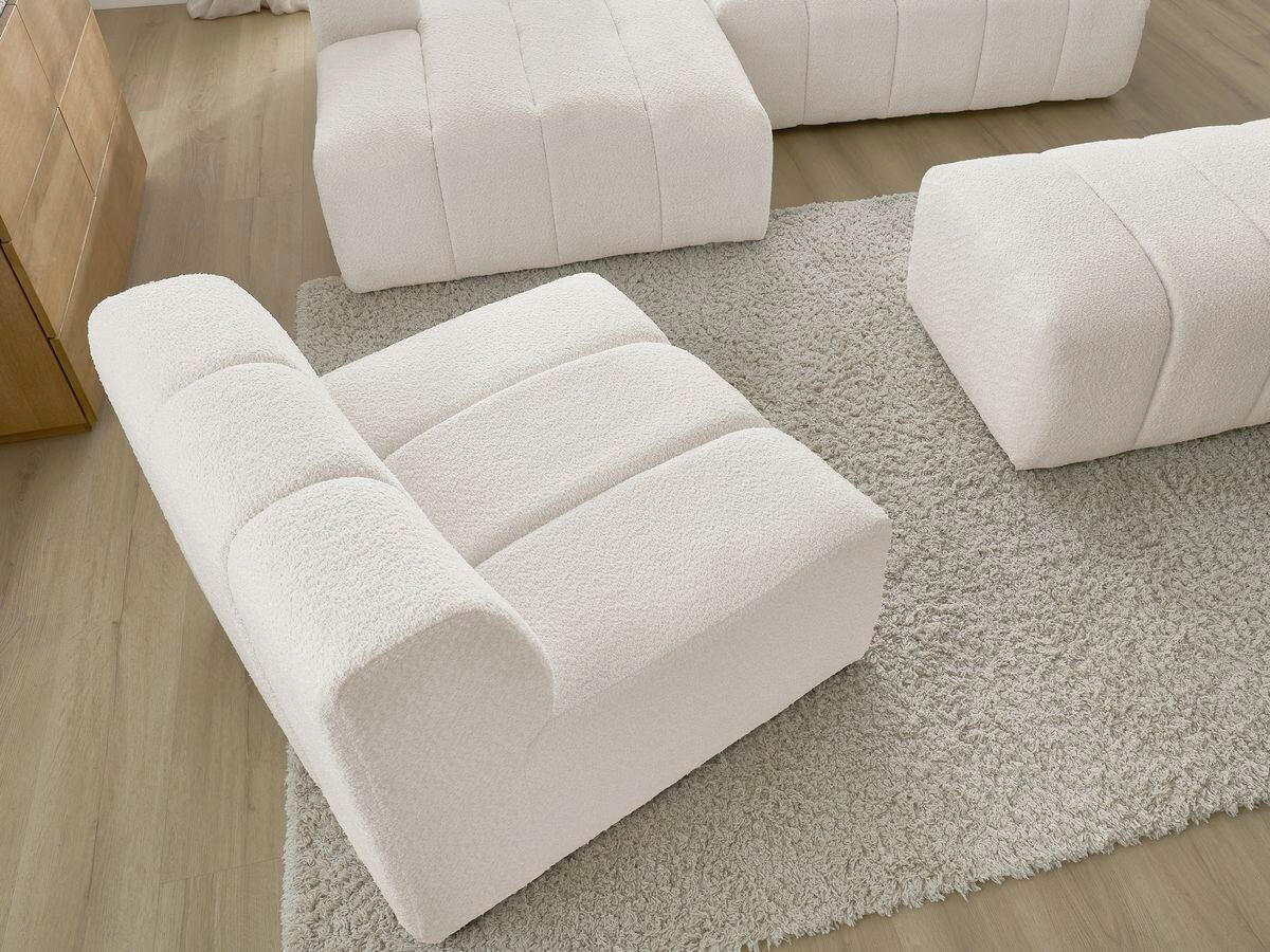 ECKSOFA Ottomane links  ANNECY Weiß Bouclé  - Schwarz/Weiß, MODERN, Kunststoff/Textil (170/262cm)