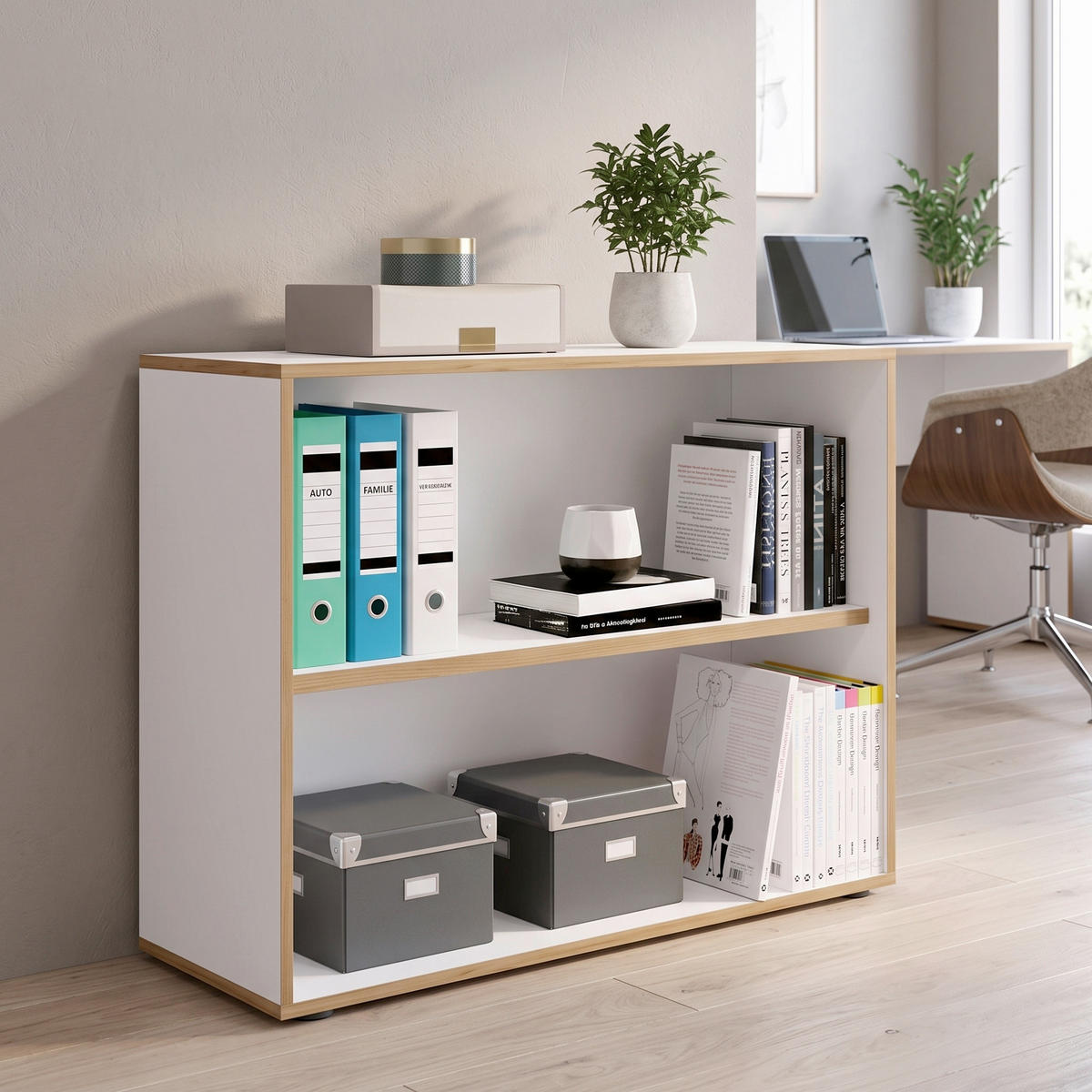 IRATTARTÓ POLC - fekete/méztölgy színű, Design, műanyag/faalapú anyag (100/74/33cm) - P & B
