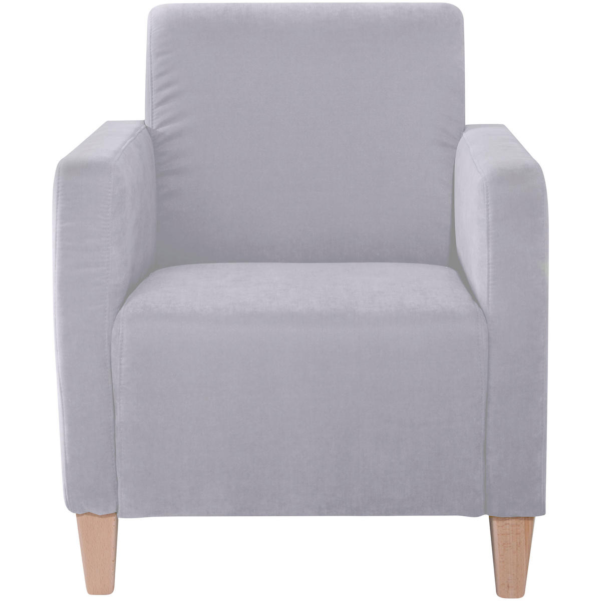 SESSEL in Velours Silberfarben  - Silberfarben/Naturfarben, Design, Holz/Textil (71/81/70cm) - Max Winzer