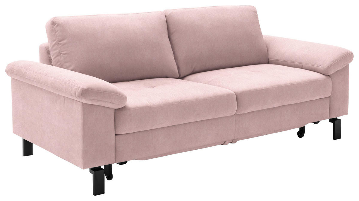2,5-SITZER in Velours Rosa  - Schwarz/Rosa, Design, Textil/Metall (206/86/97cm) - Pure Home Lifestyle