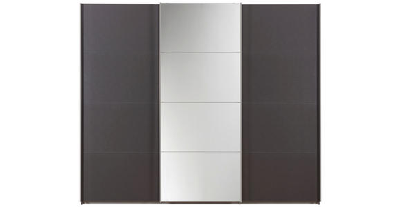 SCHWEBETÜRENSCHRANK in Dunkelgrau - Chromfarben/Dunkelgrau, Design, Glas/Holzwerkstoff (270/230/62cm) - Xora