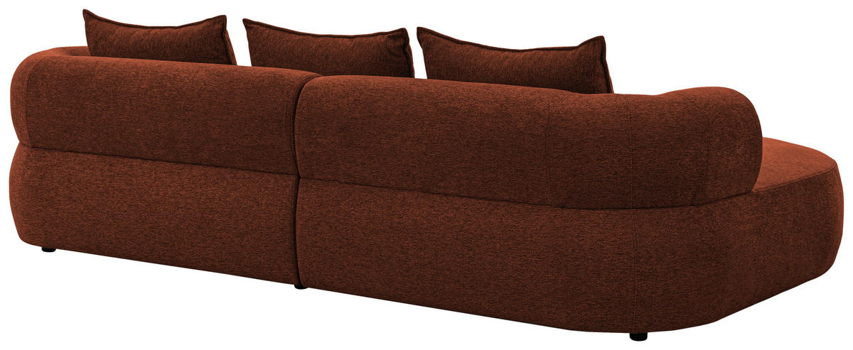 ECKSOFA FERRO Rostfarben Chenille  - Rostfarben/Schwarz, Design, Kunststoff/Textil (156/256cm) - Livetastic