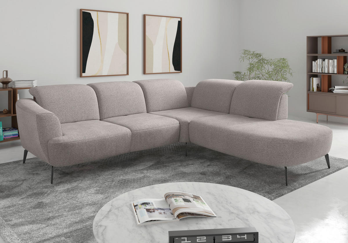 ECKSOFA in Chenille Silberfarben  300/267 cm  - Silberfarben/Schwarz, KONVENTIONELL, Textil/Metall (300/267cm) - Sit & More