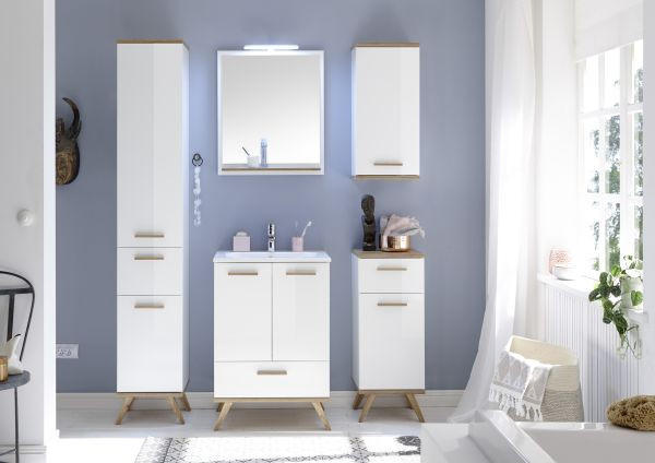 UNTERSCHRANK 35,5/89,5/33,0 cm   - Eichefarben/Weiß, Design, Glas/Holzwerkstoff (35,5/89,5/33,0cm) - Xora
