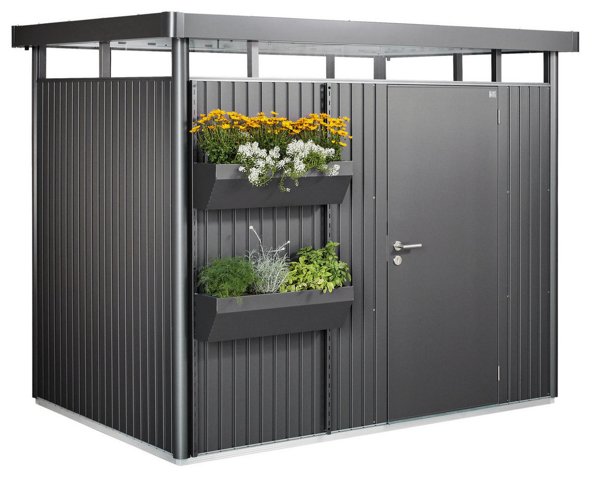 BLUMENKASTEN  - Dunkelgrau, Design, Kunststoff/Metall (82/188/25cm) - Biohort