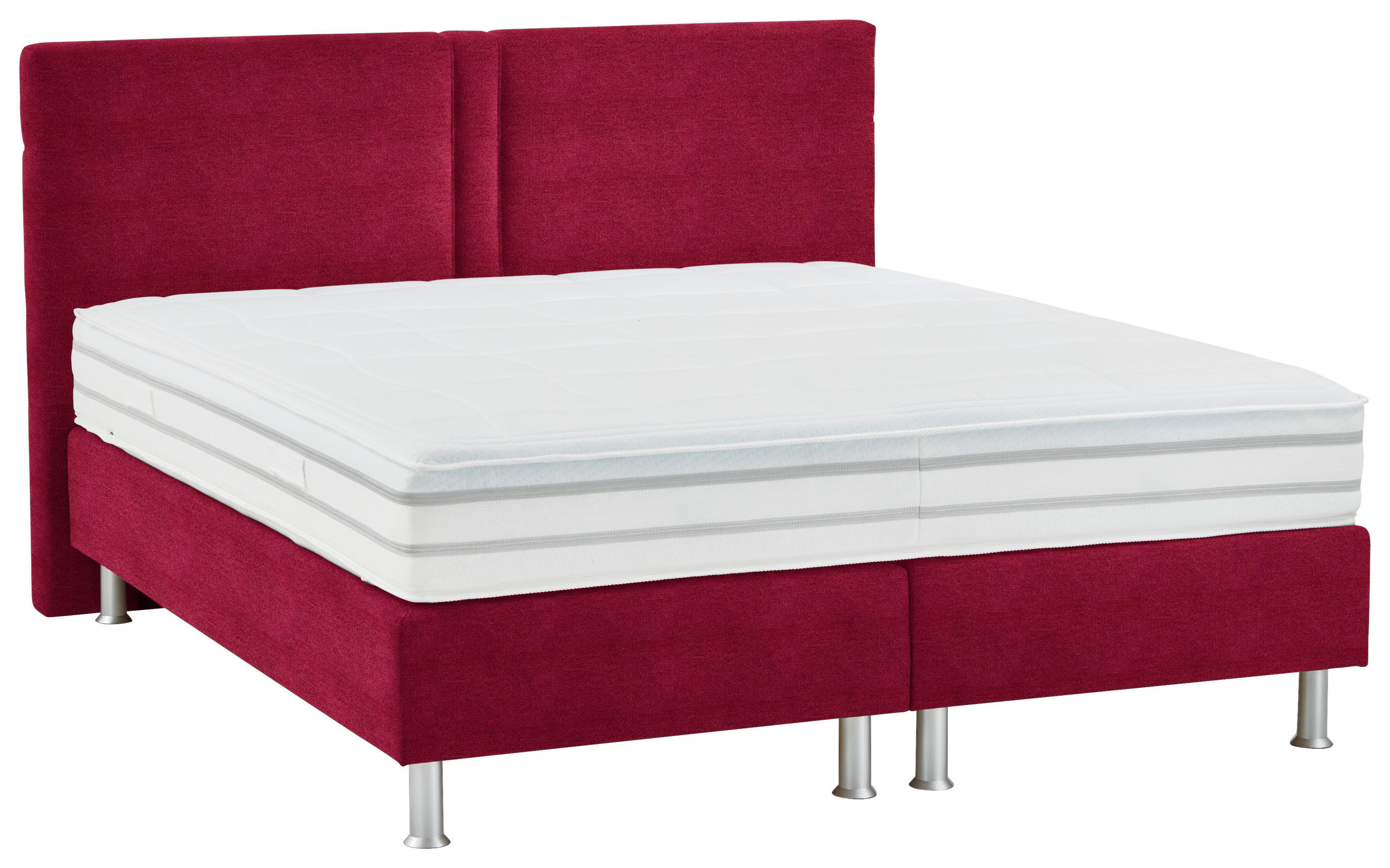 BOXSPRINGBETT 180/200 cm  Rot  - Rot/Alufarben, Design, Kunststoff/Textil (180/200cm) - Beldomo - Sleep