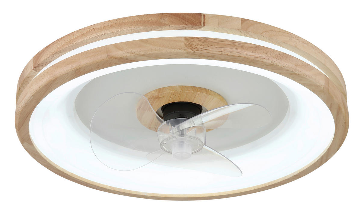 DECKENVENTILATOR - Transparent/Dunkelbraun, Natur, Kunststoff/Metall (50/12,5cm) - Globo