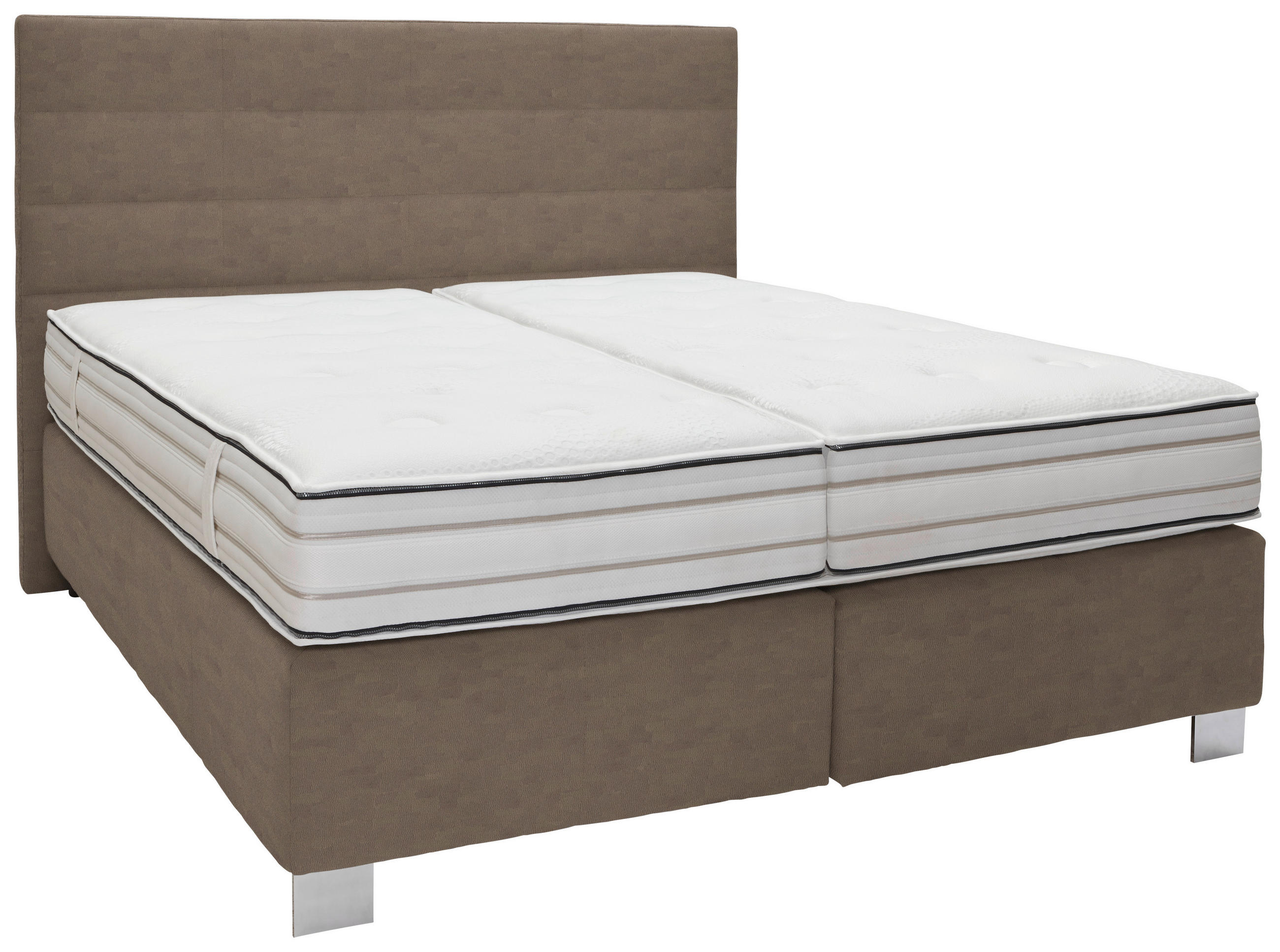 BOXSPRINGBETT 180/200 cm  in Greige  - Greige/Alufarben, Konventionell, Holzwerkstoff/Textil (180/200cm) - Dieter Knoll