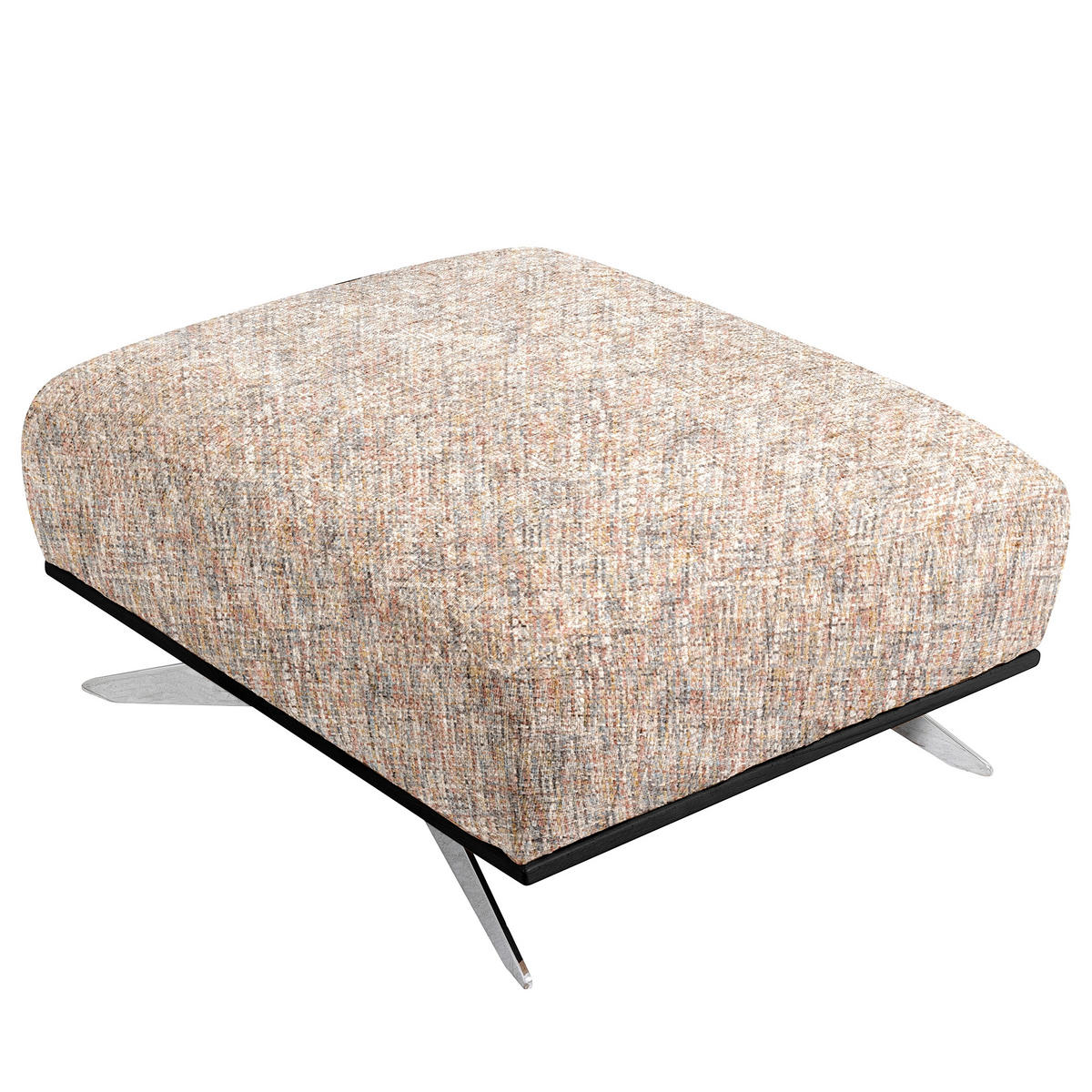 HOCKER in Textil Blau, Gelb, Rot, Weiß  - Chromfarben/Blau, Design, Holz/Textil (95/46/80cm) - Livetastic