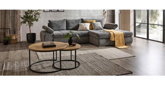 ECKSOFA in Flachgewebe Grau  294/173 cm  - Chromfarben/Weiß, Design, Kunststoff/Textil (294/173cm) - Carryhome