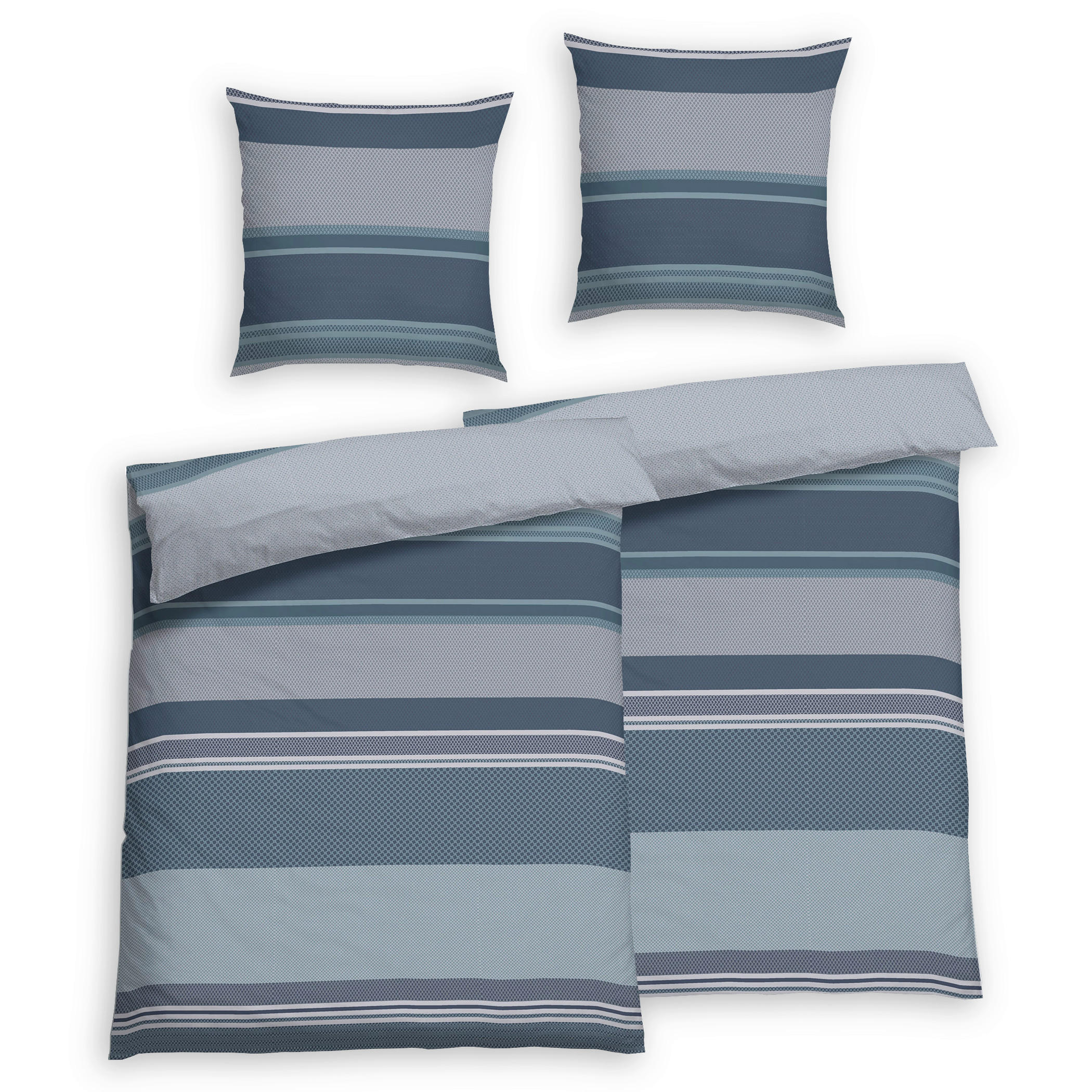 Bettwäsche 2er Set 4-teilig Satin 135/200 cm  - Blau, Basics, Textil (135/200cm) - Florella
