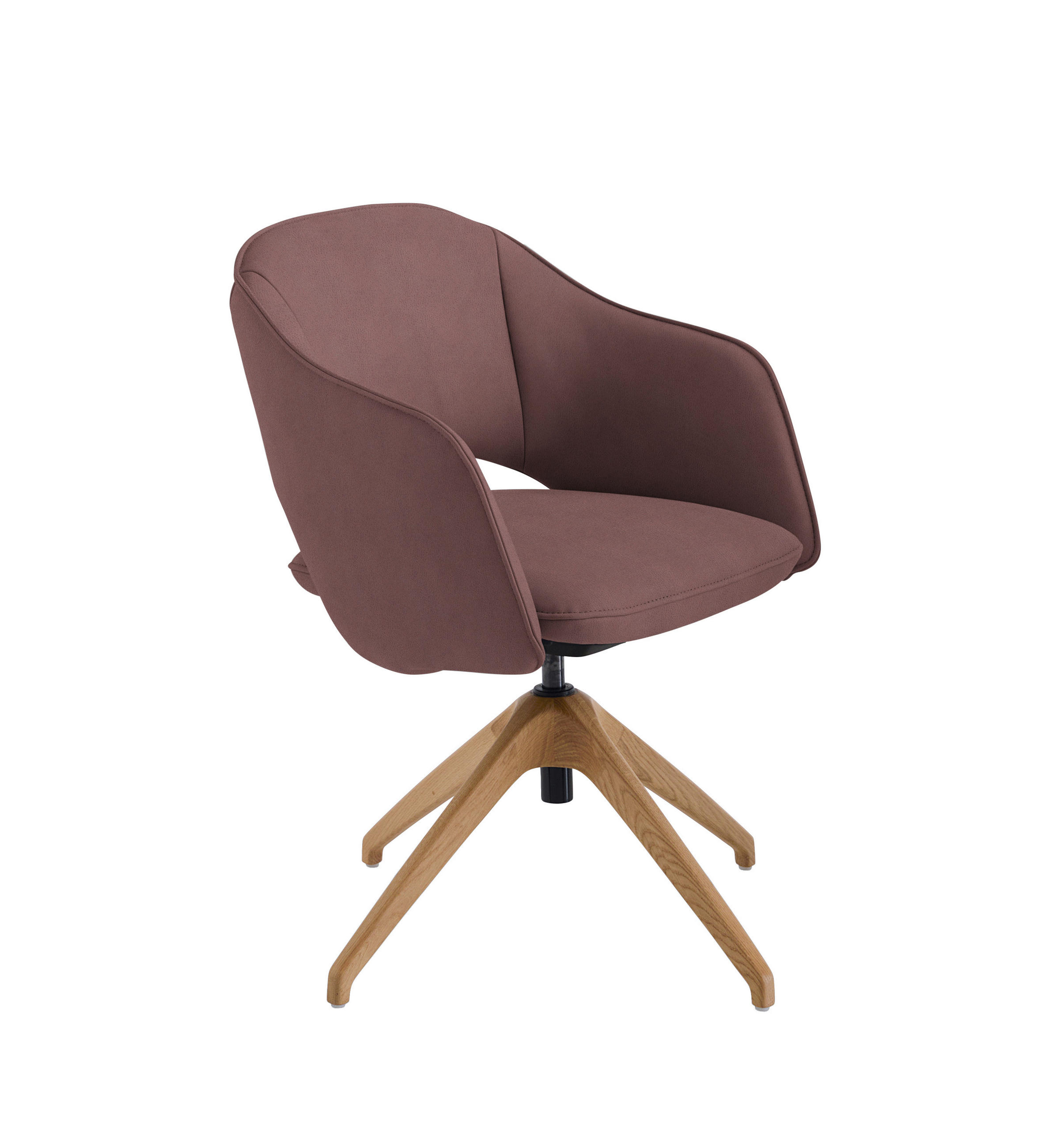 ARMLEHNSTUHL  in Echtleder naturbelassen  - Wildeiche/Pflaume, Design, Leder/Holz (63/74-90/57-73cm) - Koinor