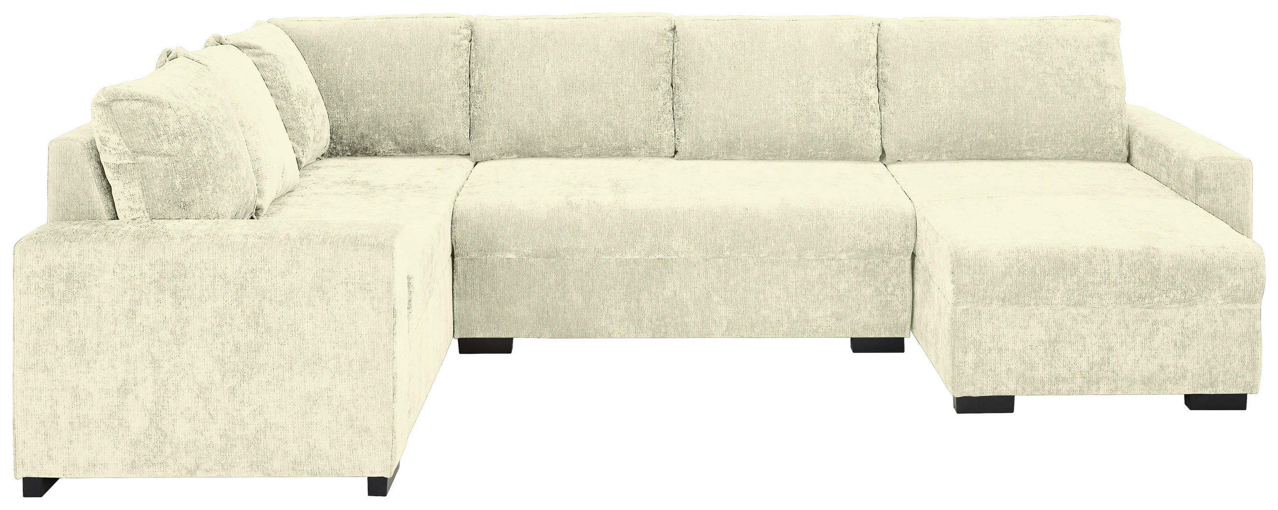 WOHNLANDSCHAFT Creme Chenille  - Creme/Schwarz, KONVENTIONELL, Kunststoff/Textil (183/311/140cm) - Ti'me