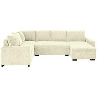 WOHNLANDSCHAFT Creme Chenille  - Creme/Schwarz, KONVENTIONELL, Kunststoff/Textil (183/311/140cm) - Ti'me