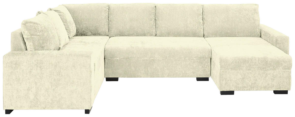 WOHNLANDSCHAFT Creme Chenille  - Creme/Schwarz, KONVENTIONELL, Kunststoff/Textil (183/311/140cm) - Ti'me