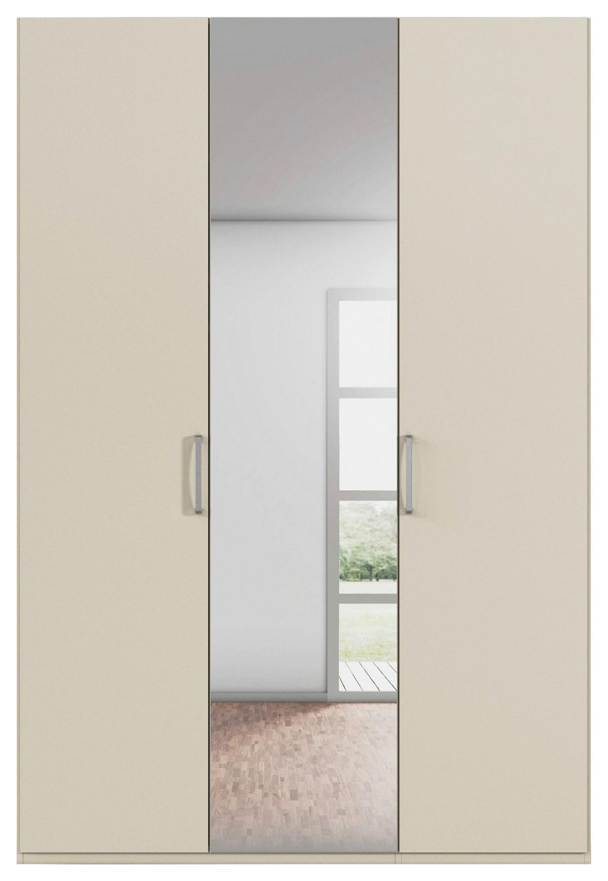 DREHTÜRENSCHRANK 151/223/61 cm,  in Champagner, 3-türig  - Chromfarben/Edelstahlfarben, Basics, Glas/Holzwerkstoff (151/223/61cm) - Novel