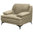 SESSEL in Echtleder Fango  - Fango/Schwarz, Design, Leder/Metall (115/92/98cm) - Novel