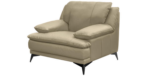 SESSEL in Echtleder Fango  - Fango/Schwarz, Design, Leder/Metall (115/92/98cm) - Novel