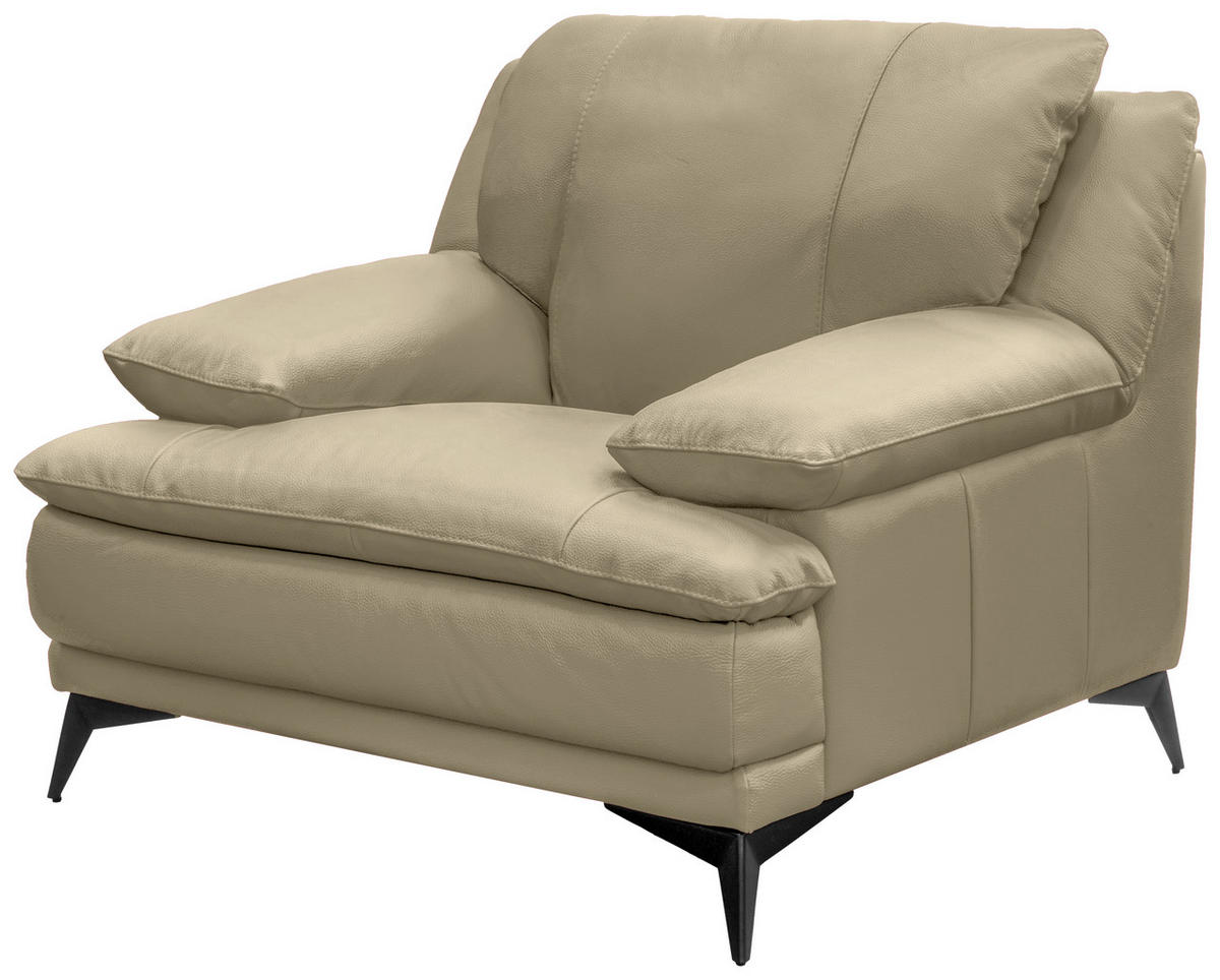 SESSEL in Echtleder Fango  - Fango/Schwarz, Design, Leder/Metall (115/92/98cm) - Novel